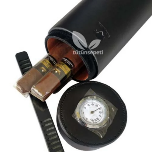 Cohiba Silindir Humidor - Deri Puro Kutusu